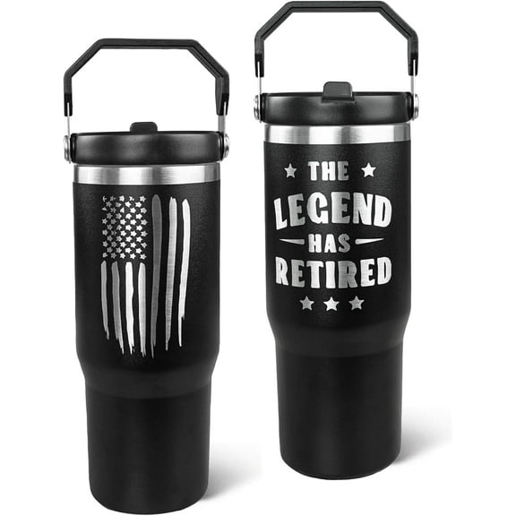 2024 Tumbler Flag Patriotic Coffee Travel Mug Water Bottle Gifts for Dad Boss Coworker Manager Teacher Workers Thank You Gifts 30oz Laser Engraved Tumbler with Handle