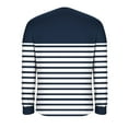 thumbnail image 6 of YueHuiYing Women's Navy Polka Dot Patchwork Striped T-Shirt - Round Neck Long Sleeve Loose-Fit Slimming Casual Top, 6 of 6