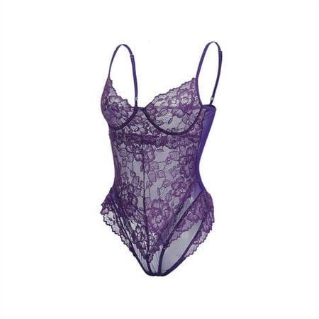 

Sexy Lingerie Bodysuits Solid Floral Lace Teddies Exotic Bodysuits Babydolls Exotic Sleepwear Plus Size S-4XL 2021