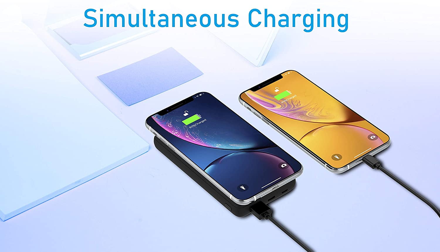 Techsmarter 20000mAh Qi Wireless Power Bank with Anti-slip Suction Cups, 18W USB-C Portable Charger. Compatible with iPhone 14, 13, 12, XS, X, XR, Samsung S22, S21, S20, S10, S9, LG ThinQ