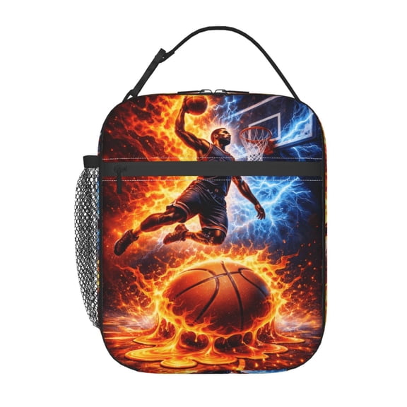 Basketball Action Lunch Bag Portable Thermal Lunch Box for Men and Women
