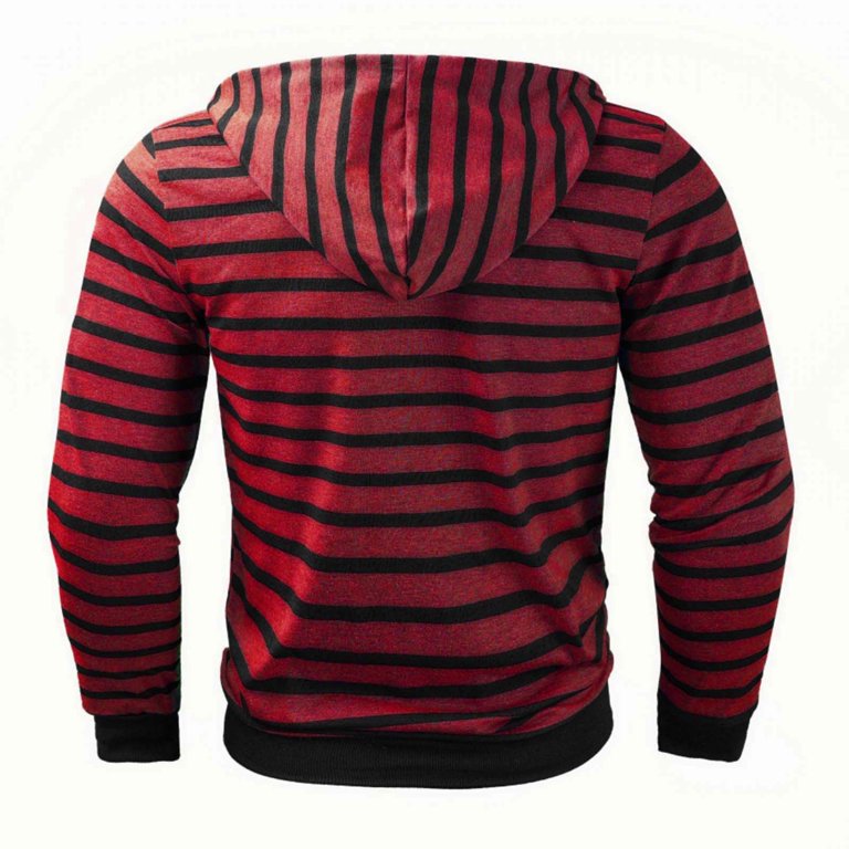 Zylanna Men's Striped Hoodie Shirt, Long Sleeve Breathable with