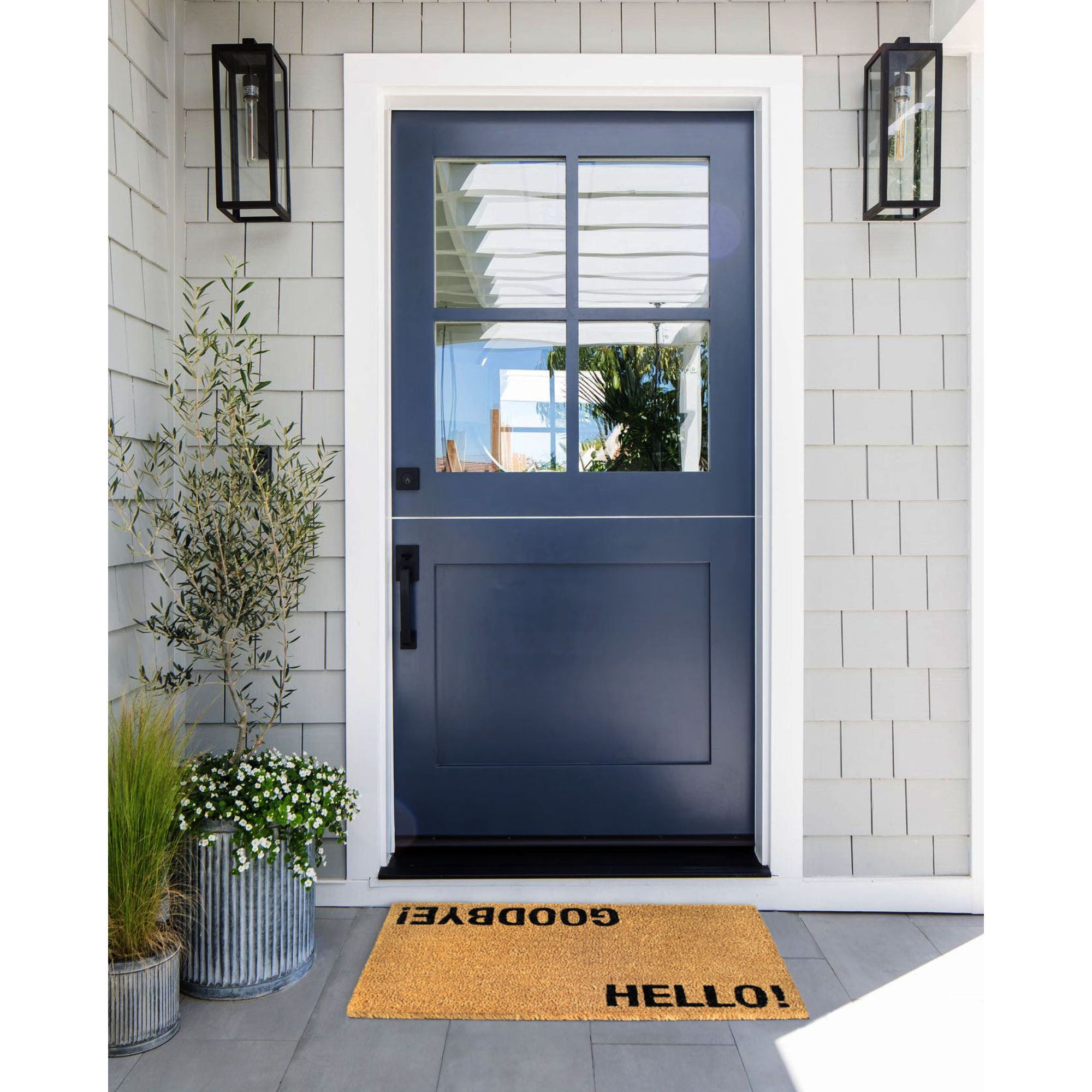 RugSmith Black Machine Tufted Hello-Good bye Doormat, 18" x 30"