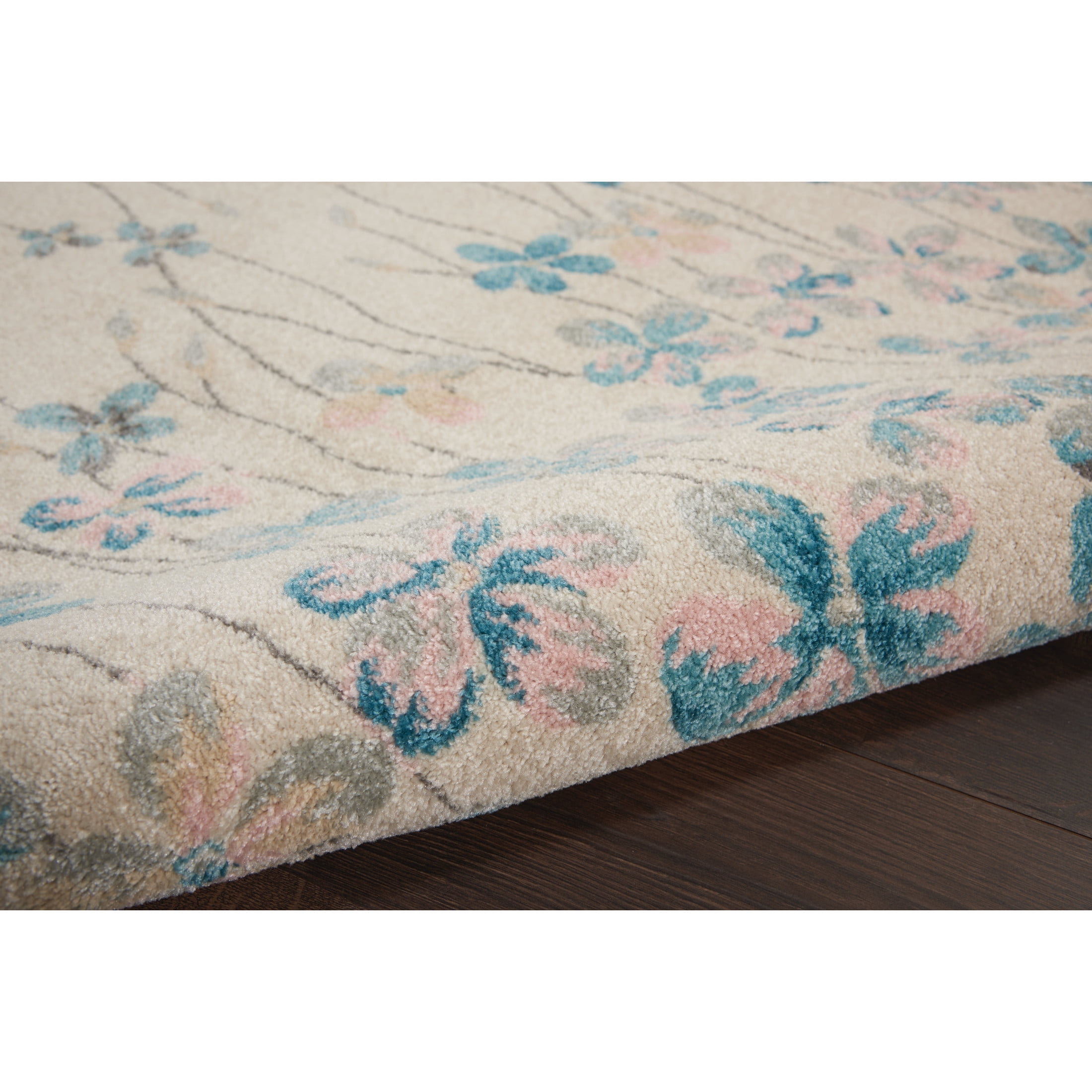 Serene Contemporary Floral Ivory 5'3" x 7'3" Area Rug, (5' x 7')