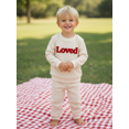 thumbnail image 6 of BemeyourBBs Toddler Baby Boy Girl Valentines Day Outfits Loved Letters Embroidery Sweatshirt and Pants Set Spring Fall Winter Clothes, 6 of 9