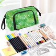 thumbnail image 5 of Nylon Fish Mouth Pencil Case with Large Capacity Zipper Pencil Pouch Green Ink Splatter Pattern Pencil Bag Organizers, 5 of 7