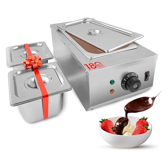 Chocolate Melting Pot - Stainless Steel Electric Chocolate Melter, 1 Large   2 Extra Small , Adjustable Temp 86-185 °F for Desserts & Candy