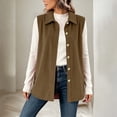 thumbnail image 5 of Rrxhxhs Vest for Women Fashion Solid Color Corduroy Lapel Collar Button Front Loose Casual Sleeveless Jacket,Brown,L, 5 of 9