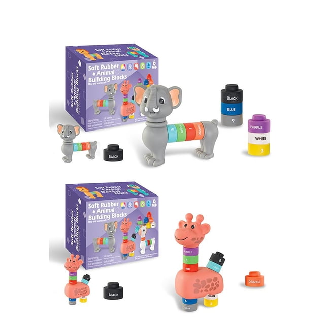 Animal Soft Glue Digital Color Cognitive Building Blocks Educational Toy
