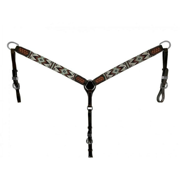 Showman Argentina Cow Leather Breast Collar w/ Southwest Beaded Inlay