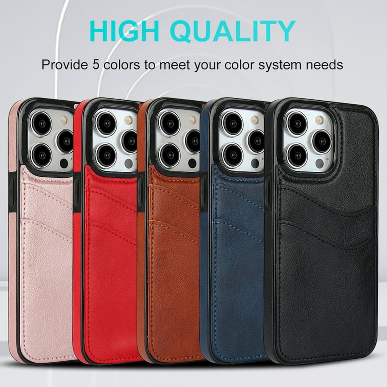 TOYAN Protective case mobile phone leather case litchi pattern apple card  phone case anti-fall case - Walmart.com