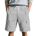 thumbnail image 5 of Lmnyox Mens Cargo Shorts Plain Casual Drawstring Waist Sweat Shorts Breathable Workout Knee Length Shorts with Pocket, 5 of 9