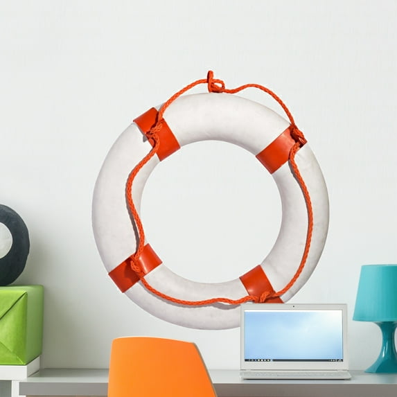 Life Preserver Red Wall Mural Decal by Wallmonkeys Vinyl Peel and Stick Graphic (24 in H x 23 in W)