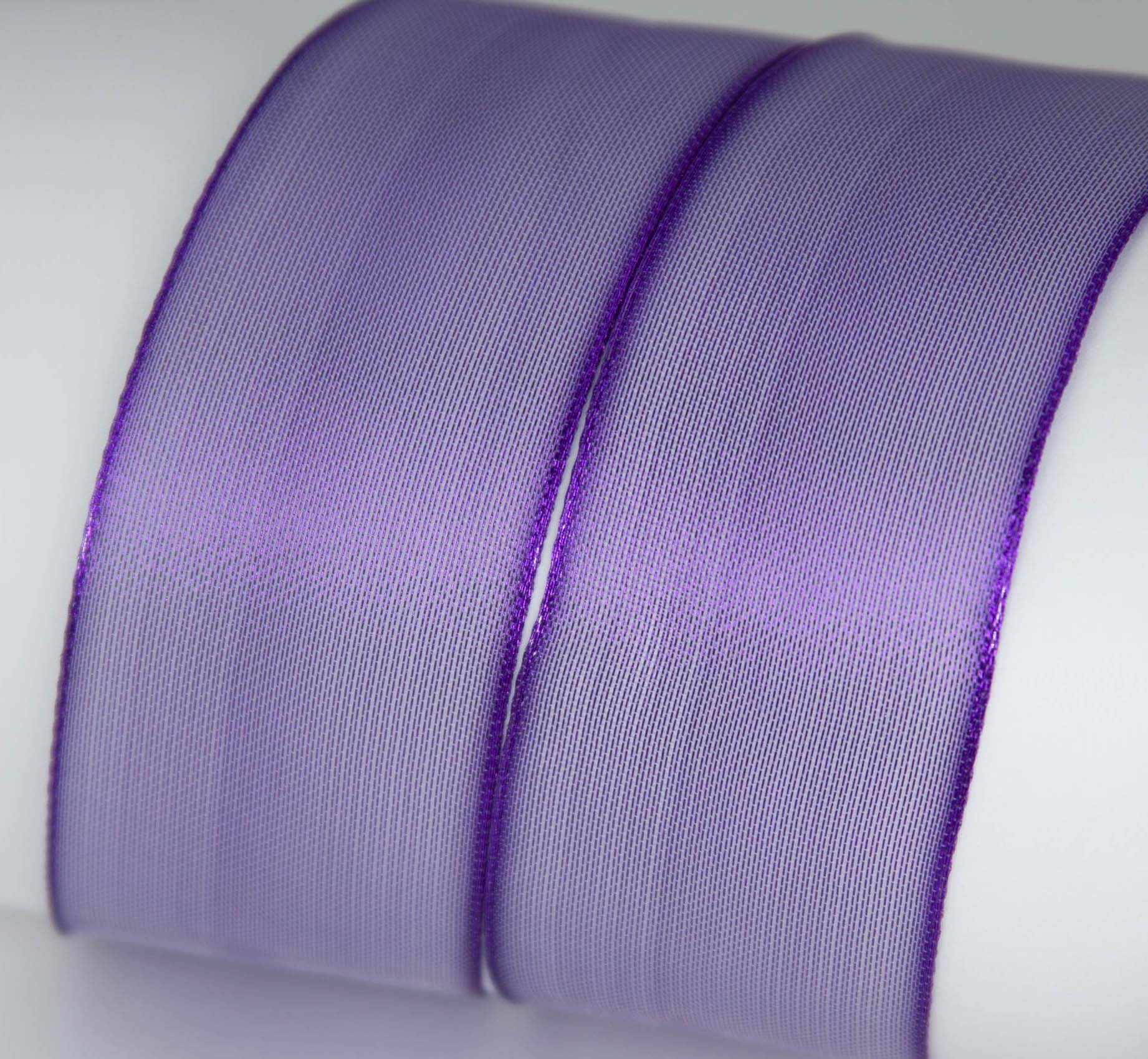 Organza Ribbon 2.5 Wired Wisteria Lilac Purple with Iridescent