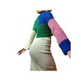 thumbnail image 3 of Franhais Women Patchwork Crochet Pullover, Long Sleeve Square Collar Hollow Out Cropped Tops, 3 of 4