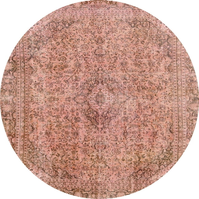 Ahgly Company Tapis Rond Abstrait Intérieur Saumon Clair Rose Abstrait, 7 Pieds Rond