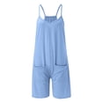 thumbnail image 3 of Lisingtool Womens Overalls Womens Summer Casual Sleeveless Rompers Loose Spaghetti Strap Shorts Jumpsuit with Pockets Jumpsuits for Women Dressy Sky Blue, 3 of 4