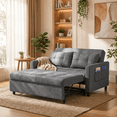 thumbnail image 4 of Multifunctional Linen Futon Sofa, 71.7" Expandable Pull-out Guest Bed with 2 Cushions, 3-in-1 Convertible Loveseat for Home Indoor Use, Dark Grey, 4 of 13