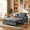 Dark Grey-53.2, variant on 53.2" 3-in-1 Convertible Futon Sofa Bed–Pull-Out Loveseat Sleeper with Adjustable Backrest, Side Organizer Pocket, Linen Fabric for Living Room – Dark Grey