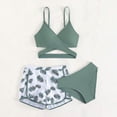 thumbnail image 2 of TOWED22 Girl's 3 Piece Swimsuit Set Solid Color Spaghetti Strap Bikini Bathing Suit with Beach Cover Up Skirt Swimwear Mint Green,16 Y, 2 of 7