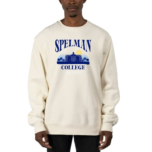 Men's Uscape Apparel Cream Spelman College Jaguars Premium Heavyweight Pullover Sweatshirt