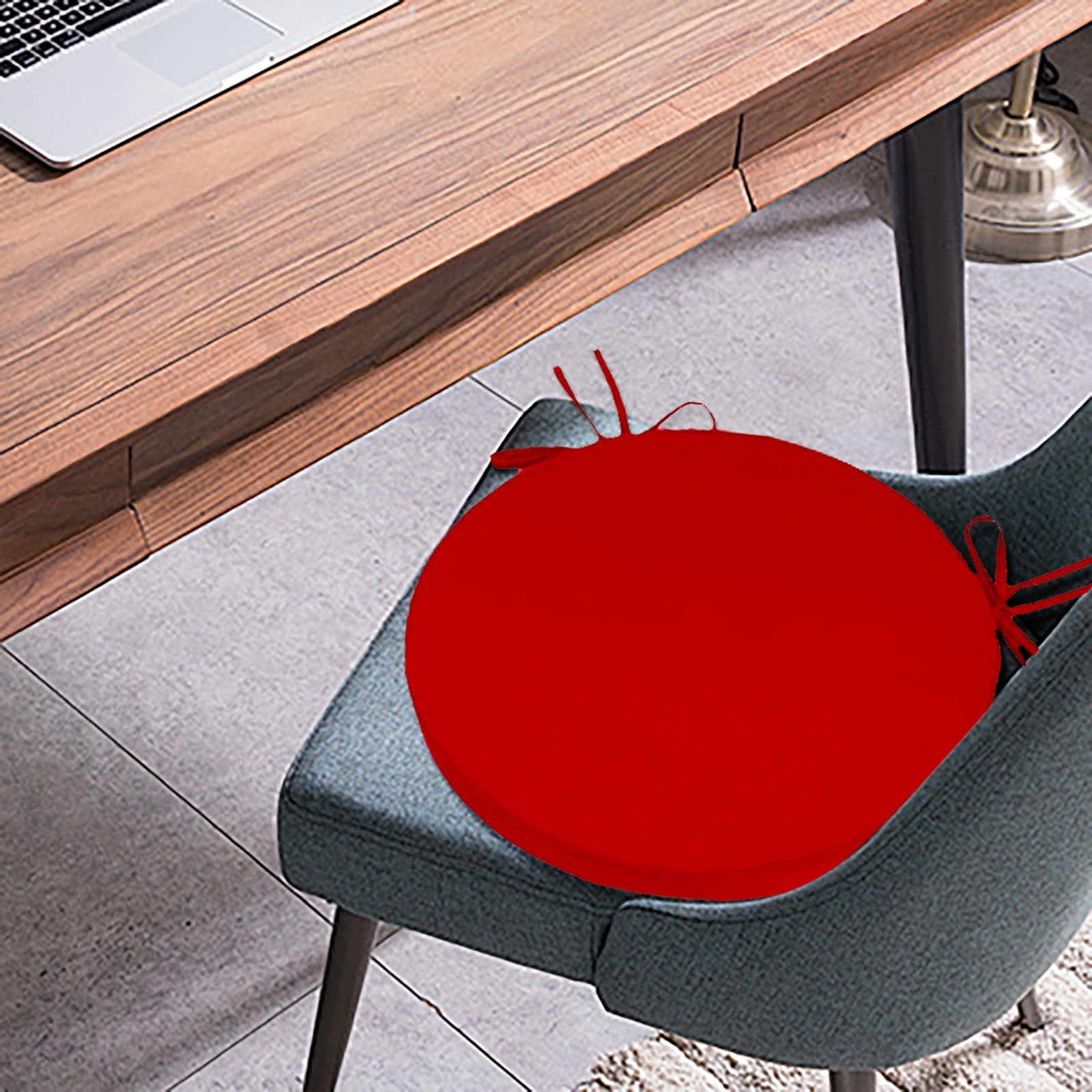 Round Outdoor Chair Cushions with Ties 14.96'' Waterproof Patio Seat Cushions for Bistro Chairs, Removable Machine Washable Covers, Fade Resistant Garden Furniture Cushions, Non- Round Chair Pads