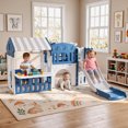 thumbnail image 3 of Vipuse 9 in 1 Indoor Infant Toddler Playground Slides Playset with Playhouse for Backyard Home, Blue & Gray, 3 of 12