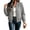 Gray_#X006, variant on Women Zip Up Bomber Jacket Plaid Long Sleeve Coat with Pockets Classic Baseball Collar Gingham Jacket Casual Cozy Fall Winter Tops with Pockets,Brown 2XL