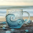 thumbnail image 3 of Yucurem Oceanic Theme Drinking Cup with Handle, 12 oz Handblown Ocean Glass Mug for Tea, Coffee, Cocktails, Beach Lovers & Gift Giving (Wave), 3 of 7