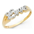 thumbnail image 1 of Solid 14k White and Yellow Gold Two Tone Love Ring Size 7.5, 1 of 2