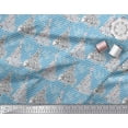 thumbnail image 2 of Soimoi Blue Silk Fabric Stripe,Bird & Tree Christmas Decor Fabric Printed Yard 42 Inch Wide, 2 of 3