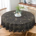 thumbnail image 4 of Golden Galaxy Table Cloth, Magical Outline Celestial Zodiac Constellation Round Tablecloth for Home Dining Kitchen Wedding Parties 60x60nch, 4 of 6