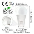 thumbnail image 3 of Simba Lighting LED A19 12W 75W 100W Replacement Bulbs Dimmable 120V GU24 Twist Base 2700K Warm White 4-Pack, 3 of 10
