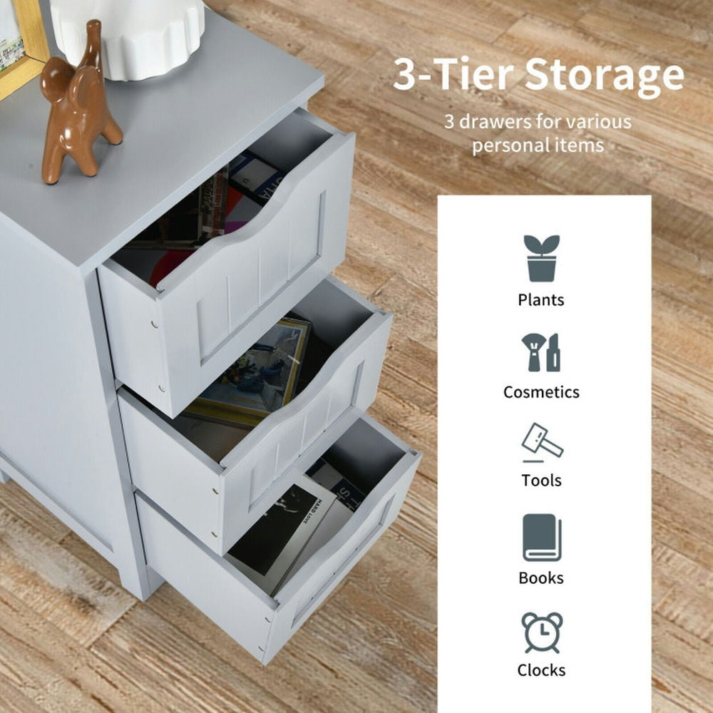 Finihen Bathroom Storage Cabinet, Bathroom Floor Cabinet, Bathroom Floor Freestanding Storage Organizer with 3 Drawers, for Bathroom, Living Room, Bedroom, Kitchen, Gray Finihen Bathroom Storage Cabinet, Bathroom Floor Cabinet, Bathroom Floor Freestanding Storage Organizer with 3 Drawers, for Bathroom, Living Room, Bedroom, Kitchen, Gray
