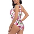 thumbnail image 4 of Sikiie Lilies Flowers Print Women One Piece Swimsuits Tummy Control One Shoulder Bathing Suits Ruffle Swimwear, From S to XXL-Medium, 4 of 6