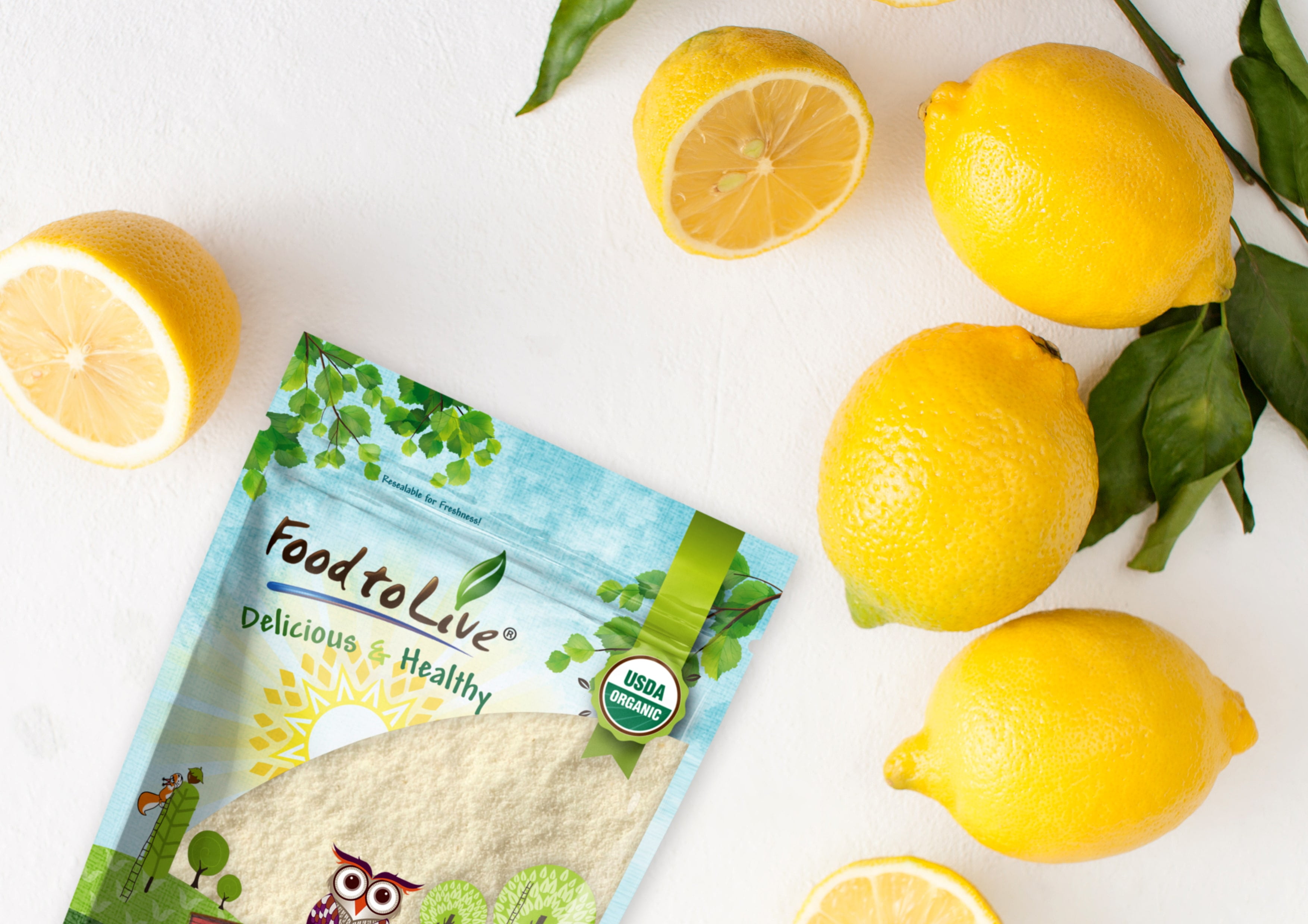 Organic Lemon Juice Powder, 2 Pounds — Non-GMO, Kosher, Raw, Vegan — by Food to Live
