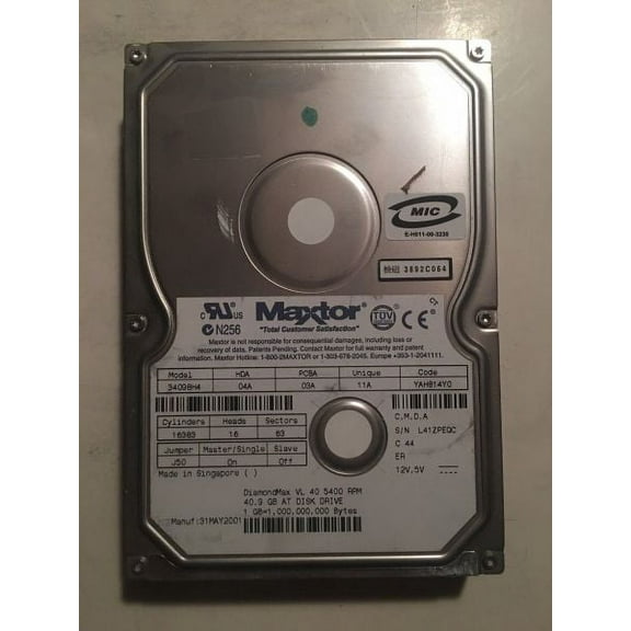 Hdd, 40.9gb, 04a 03a 11a, yah814y0, c,m,d,a; dl04a, (4053)