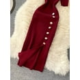 thumbnail image 4 of S - XL Women's Casual Slim Fit Ribbed Knit Midi Dress with Shortsleeves, 4 of 5
