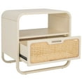 thumbnail image 5 of SAFAVIEH Yates Contemporary 1 Drawer Nightstand,White/Natural Rattan, 5 of 14