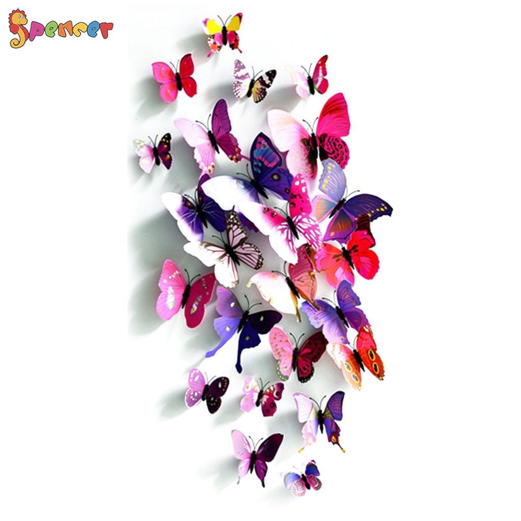 Spencer 24PCS Creative 3D Butterfly Wall Stickers DIY Removable Mural
