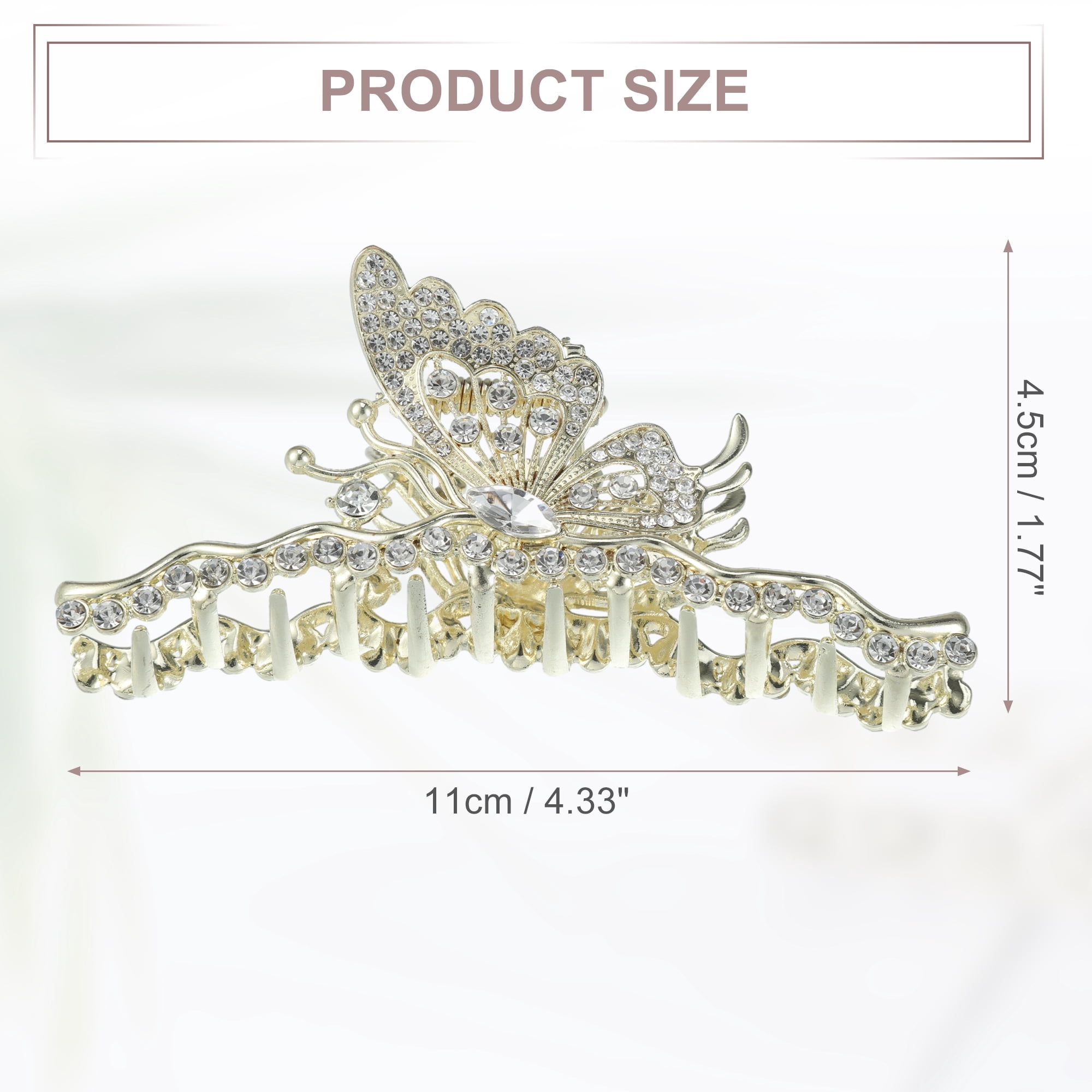 Unique Bargains Classic Rhinestone Butterfly Hair Clip Gold Tone