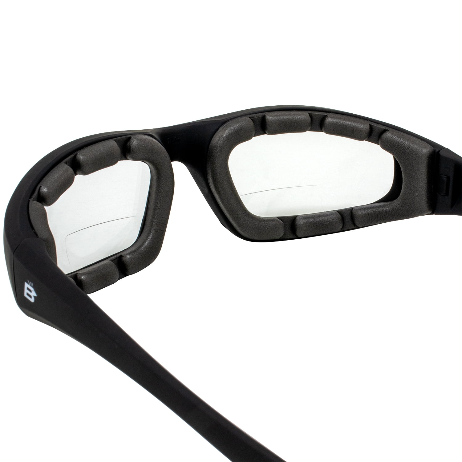 Birdz Eyewear Oriole Padded Safety Bifocal Motorcycle Glasses Black Frame  Clear Lenses 1.75 Magnification Carry Bag