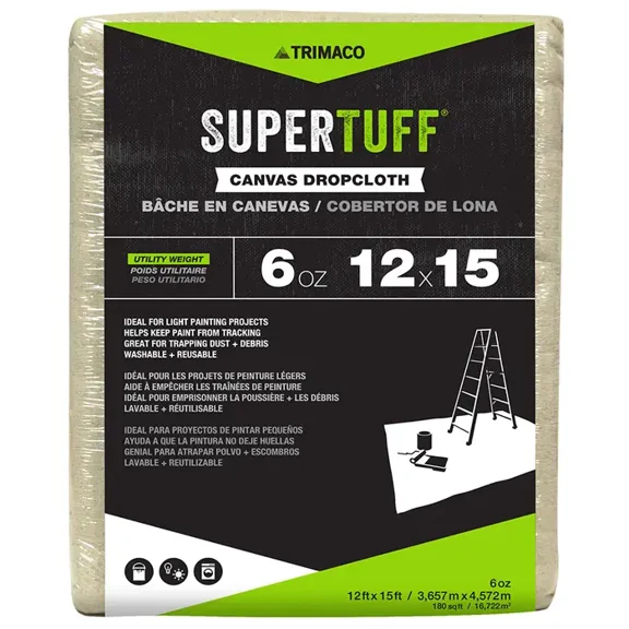 Trimaco Supertuff 12 Ft. W X 15 Ft. L 6 Canvas Drop Cloth 1 Pk