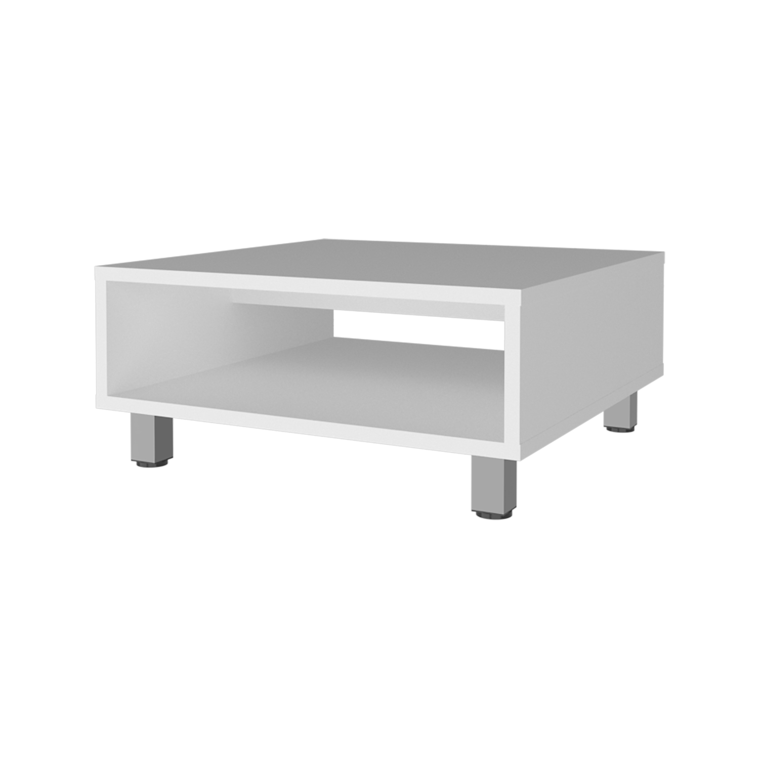 Avondale Coffee Table Modern White Melamine with Open Shelf
