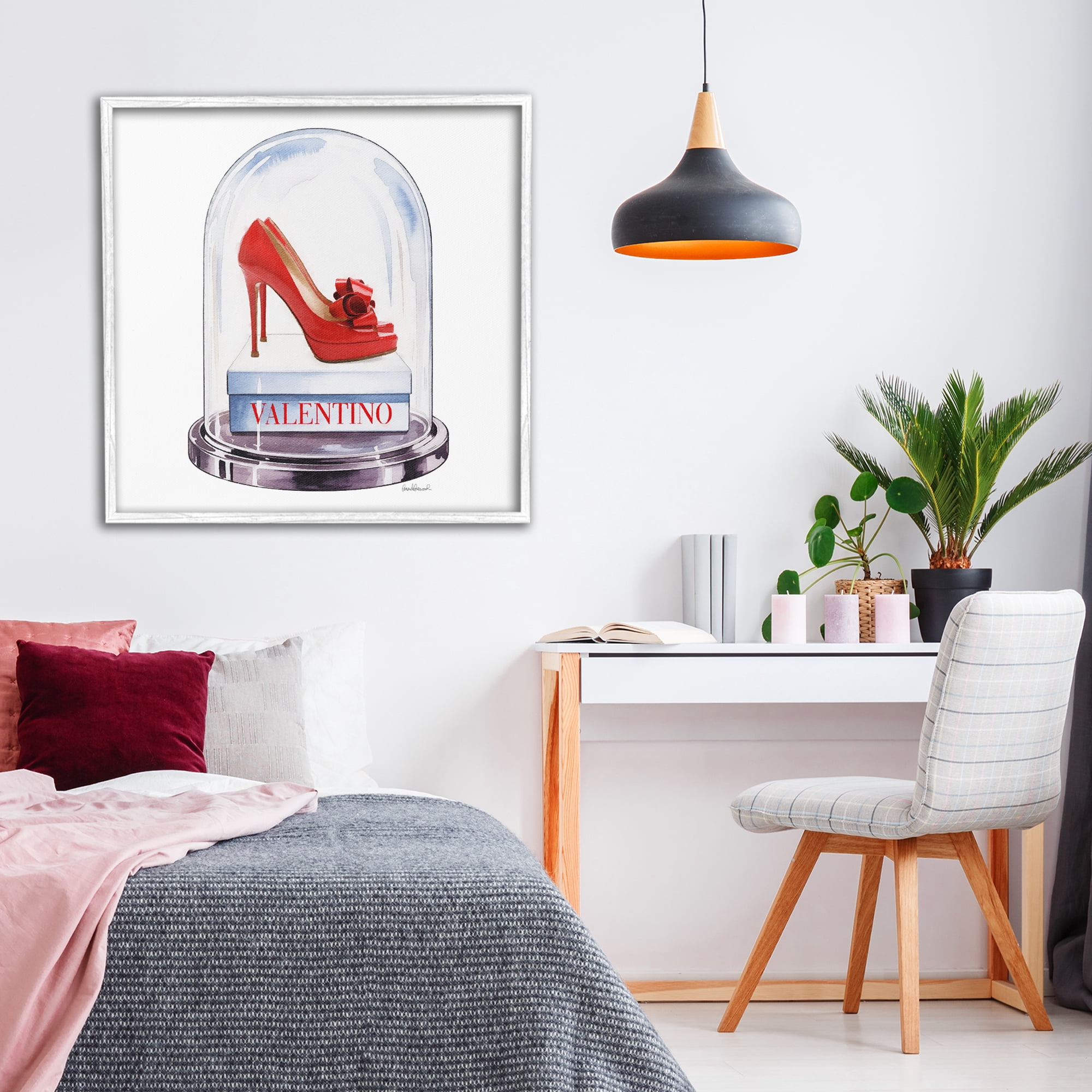 Stupell Industries Red Heels in Bell Jar White Framed Giclee Art, design by Amanda Greenwood