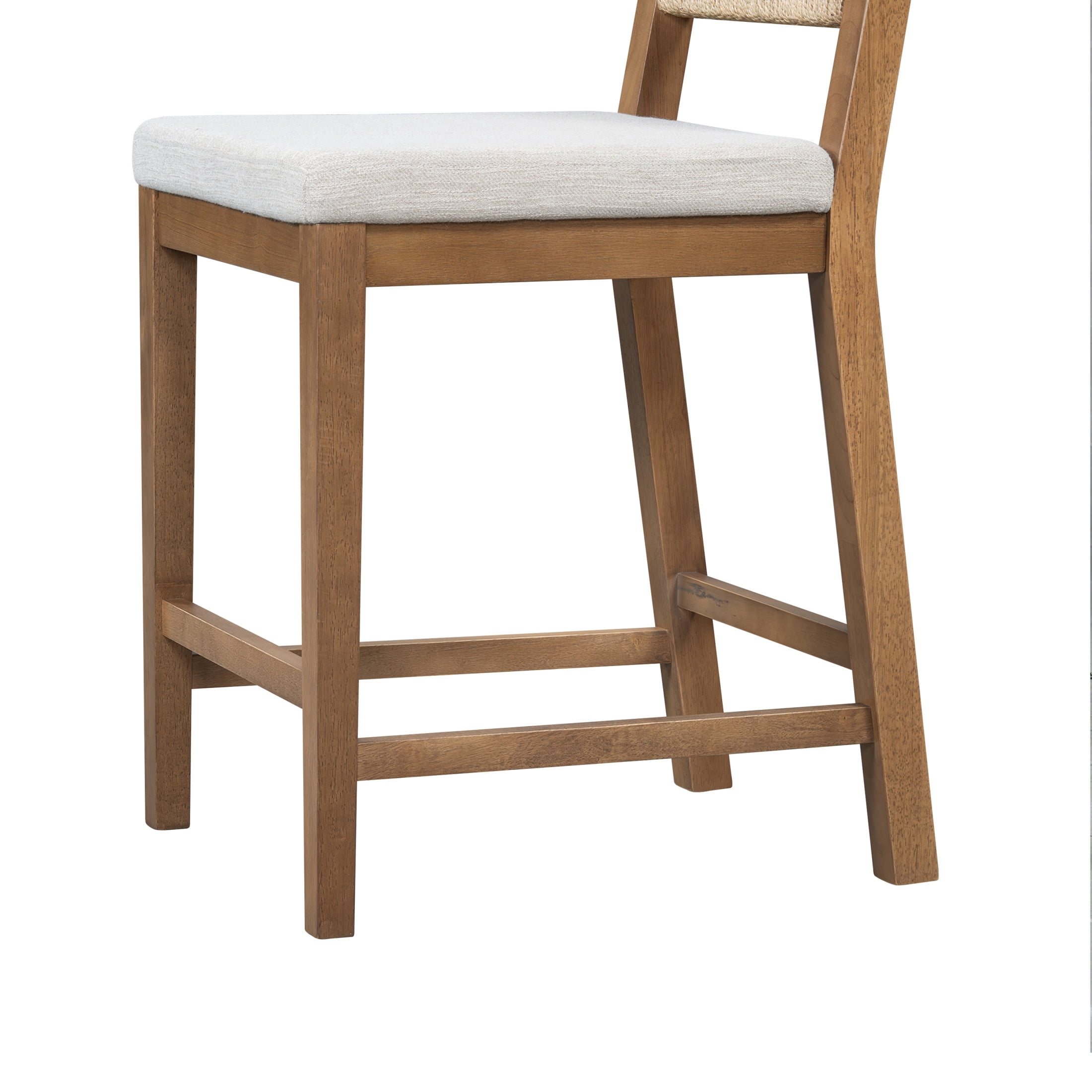 Christopher Knight Home 24.25" Counter Height Bar Stools, Wood Frame, Woven Rattan Back, Brown+Gray, Set of 2
