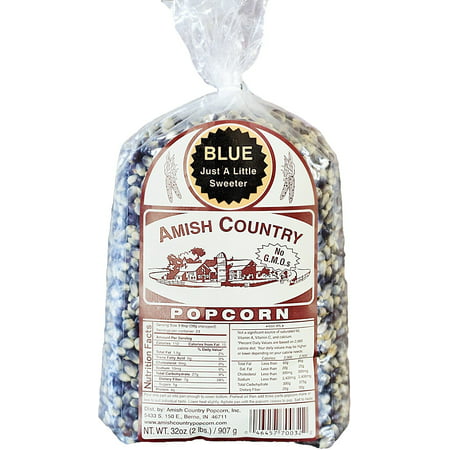 Amish Country Popcorn - Blue Popcorn (Just a little Sweeter) - 2 Lb - Old Fashioned, Non GMO, Gluten Free, Microwaveable, Stovetop and Air Popper (Best Air Popped Popcorn Brand)