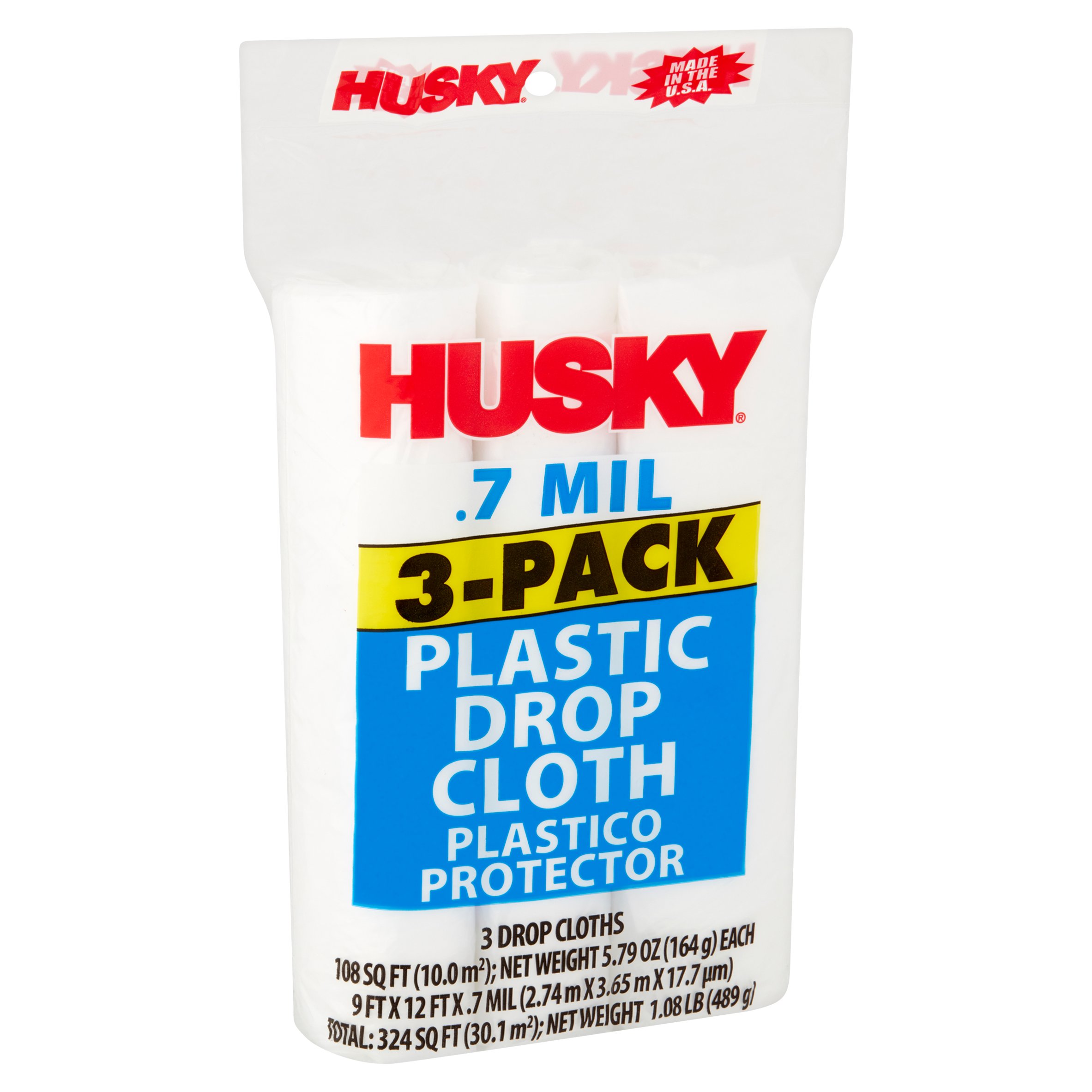 Husky Clear Plastic Drop Cloth, 0.7 Mil, 9 Ft x 12 Ft, 3 Pack - image 2 of 9