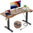 thumbnail image 2 of farexon Electric Standing Desk Adjustable Height,63x24 Inches Stand Up Desk, Ergonomically Curved Desktop with Outlet, Lockable Casters,27.''-46'' Lifting Range Home Office Computer Desk（Black, 2 of 10