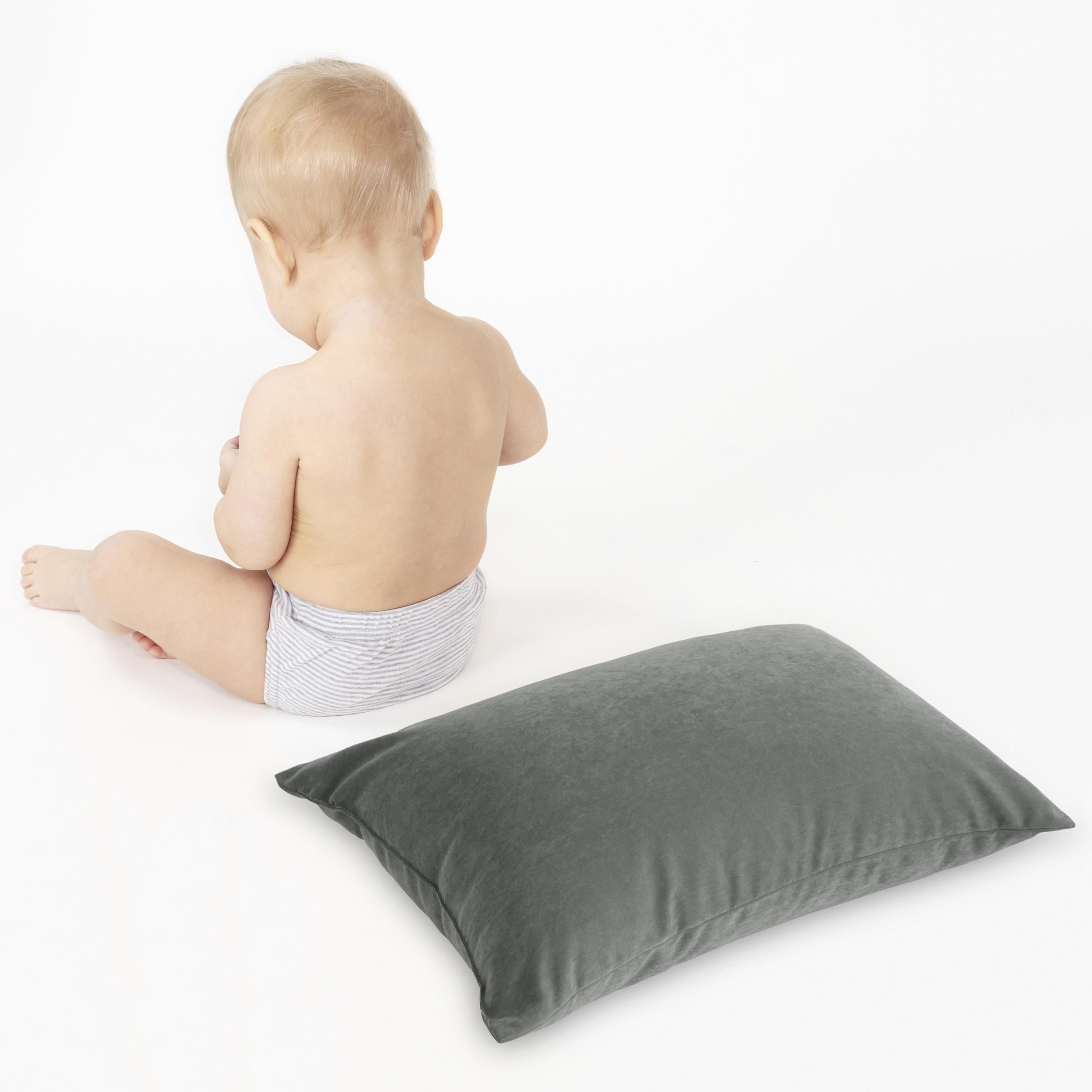 Flxxie 2 Pack Microfiber Soft Toddler Pillows for Sleeping, Small Kids Travel Pillows, Machine Washable, Perfect for Toddler Bed, 13" x 18", Dark Gray